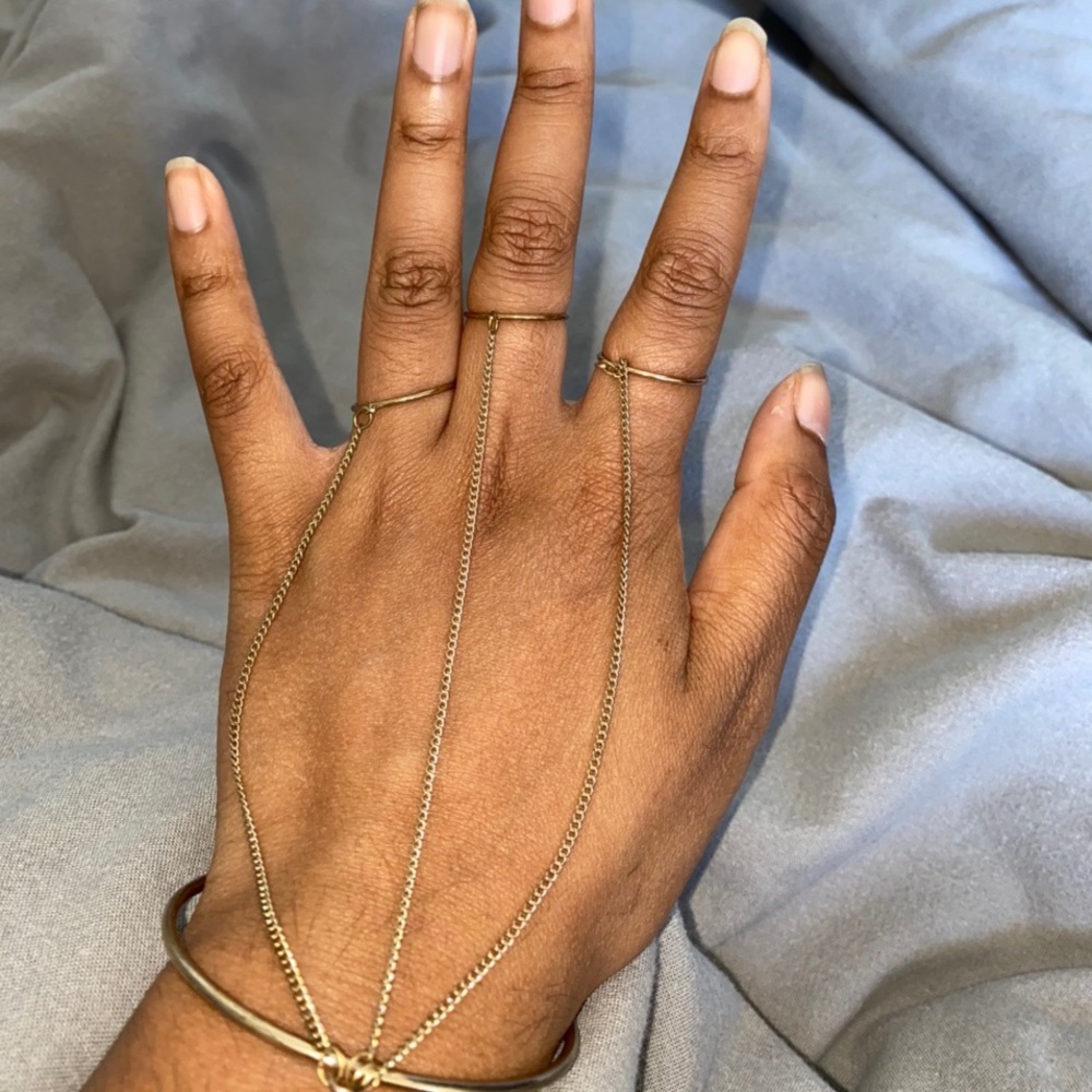 Gold chain ring bracelet